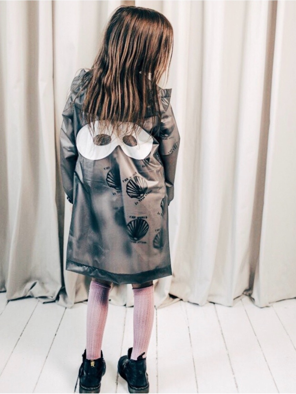 Beau Loves Kid Grey Raincoat with White Mask Graphic